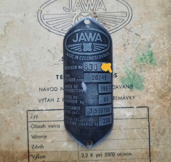 Štítek Jawa pionýr typ 20 vývoz Francúzsko - 3