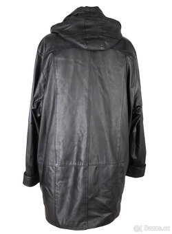 Kožený dámský černý zateplený kabát s kapucí v. XXXL - 3