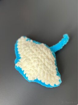 Ručně háčkovaná manta - modrá - 3