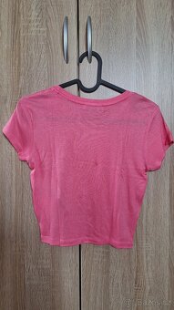 Dámské krátké růžové triko - 3