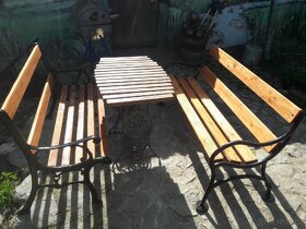 Zahradní lavička ,stolek litina - 3
