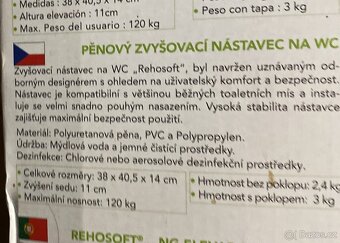 Prodám vyvýšené sedátko na WC - REHOSOFT 9/7300 - 3