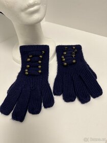 Fialový set pletené čepice + rukavice - 3