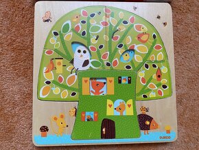 Djeco dřevěné třívrstvé puzzle obyvatelé stromu - 3