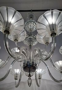Starožitný velký celoskleněný Art deco lustr - 3