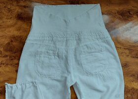 Bílé lněné těhotenské kalhoty H&M, vel. 42 - 3