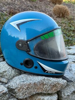 Retro moto přilba CASSIDA modrá – SUPER STAV - 3