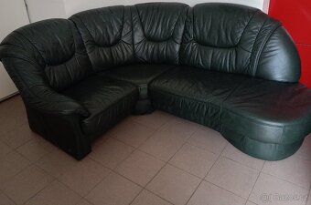 Kožená rohová sedací souprava - PRAVÁ KŮŽE, TOP STAV - 3