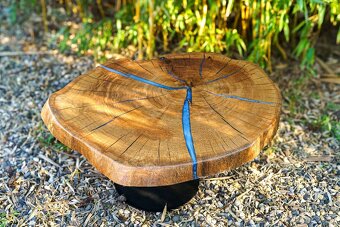 Dubový epoxidový stůl - průměr 95 cm - 3