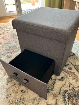Šedý úložný box, taburet - 3