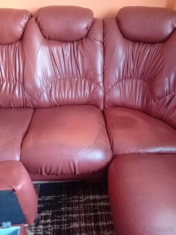 Rohová sedací souprava 270x230, hnědá, eko kůže - 3