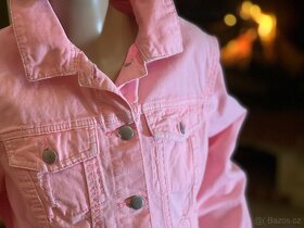 Krásná jeansová růžová dívčí bundička jako nová na cca 140 c - 3