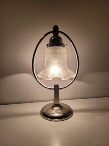 Art Deco niklovaná stará lampička, stolní lampa D.R.G.M. - 3