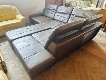 904 Kožená rohová sedací souprava sedačka + taburet - 3
