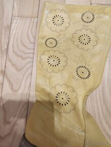 Dámské jarni kožené kozačky okrová barva - 3