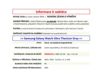 Samsung Galaxy Watch Ultra šedé NOVÉ NEROZBALENÉ - 3