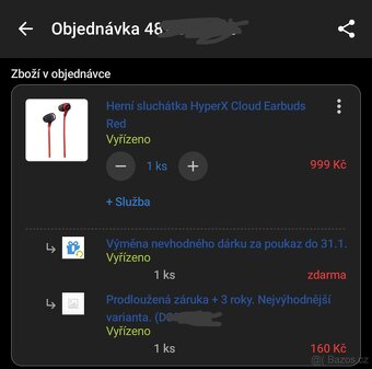 Herní sluchátka HyperX Cloud Earbuds Red (STÁLE V ZÁRUCE) - 3