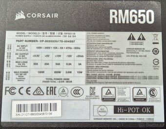 Počítačový zdroj Corsair RM650 - GOLD - 3