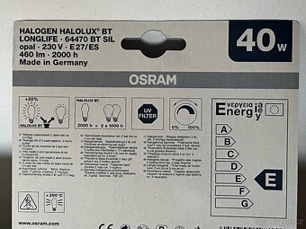 Žárovka OSRAM 40W halogenová matná, E27 - 3