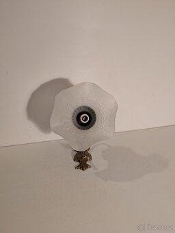 stará mosazná lampa lampička, matové stínidlo zvoneček - 3