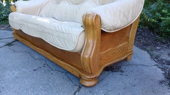 Kožená trojsedačka s masivním dubovým dřevem - 3