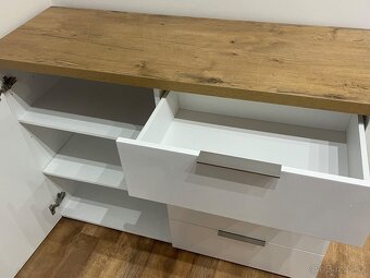 Komoda XXXlutz, bílá + barva dubu, 120/89/43 cm - 3