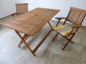 Zahradní nábytek dřevo - 6 ks křeslo + 1 ks stůl - NOVÉ - 3