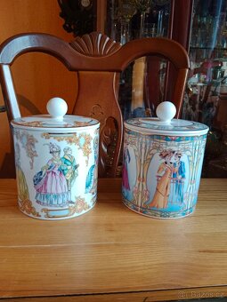 Dvě krásné staré porcelánové dózy na sušenky - 3