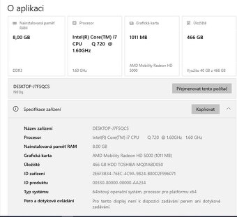 Asus N61J,i7-Q720,WIN 10,HDD 500GB,RAM 8GB,15.6 palců - 3