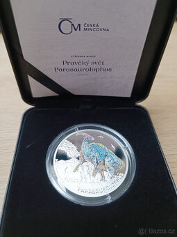 Stříbrná mince Pravěký svět - Parasaurolophus proof - 3