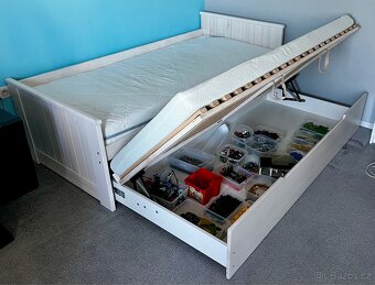 Postel s přistýlkou a úložným prostorem, 200x90 bílá - 3