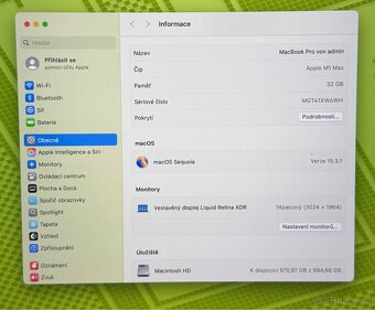 MacBook Pro M1 Max 2021/32GB RAM/M1 Max/512GB SSD/ Záruka - 3