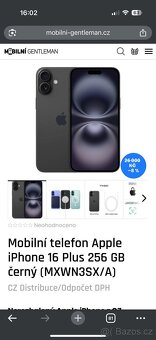 Apple iPhone 16 Plus 256gb Black. Odpocet DPH, 2r CZ zaruka. - 3
