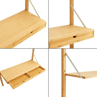 Nástěnná police / stůl "Tingvoll" 176x85x32 cm Bambus - 3