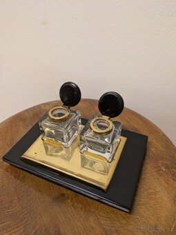 Starožitný prvorepublikový kalamář - opaxit sklo - 3