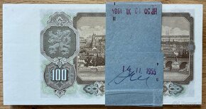 RARITNÍ BALÍČEK 100 Kčs 1953 s bankovní páskou UNC  - 3