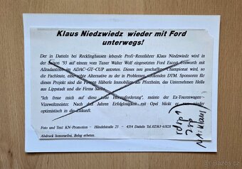 Klaus Niedzwiedz Ford Motorsport originální autogram - 3
