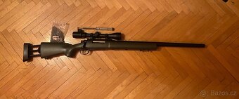 Airsoft sniper M24 - olivová (OD), (SW-04G) + UPGRADE 150m - 3