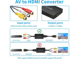 ZÁRUKA,NOVÉ : Tengchi Převodník RCA na HDMI, černý - 3