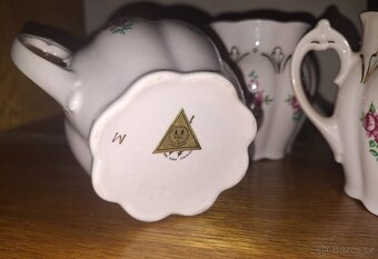 6 ks Hrníčků - zlacený růžový porcelán - 3