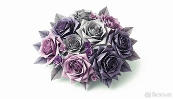 Papírová origami kytice růží - 3