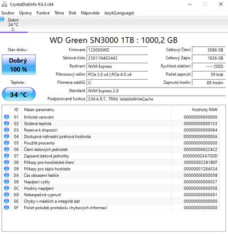 Rychlé SSD WD Green SN3000 1TB, PCIe 4.0 4x NVMe - 3
