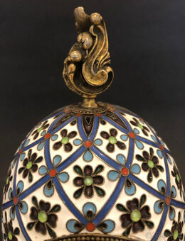 Starožitné Imperial Russian 88Silver Enamal Easter Egg - 3