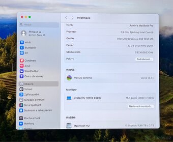 MacBook Pro 15” 2019 CTO/32GB RAM/i9/2TB SSD/ Záruka - 3
