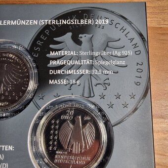 NĚMECKO - Stříbrné 20 euro mince 2019 - 3