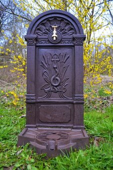 Litinová výlevka - umyvadlo 82 cm - kašna RÁKOSÍ - hnědá - 3