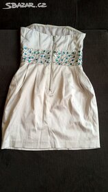 sváteční zlatobéžové šatičky bez ramínek 158/164 - 3