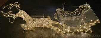 Vánoční sob se saněmi osvětlený dekorace - 3