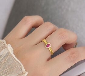Stříbrný prsten s růžovým kamenem - Ag 925 - 3