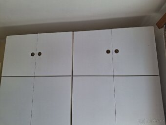 Šatní skříně 2ks vč. 2ks nastavec z lamina bílá - 3